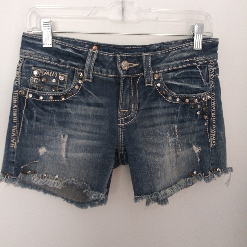 Miss Me jean distressed shorts.